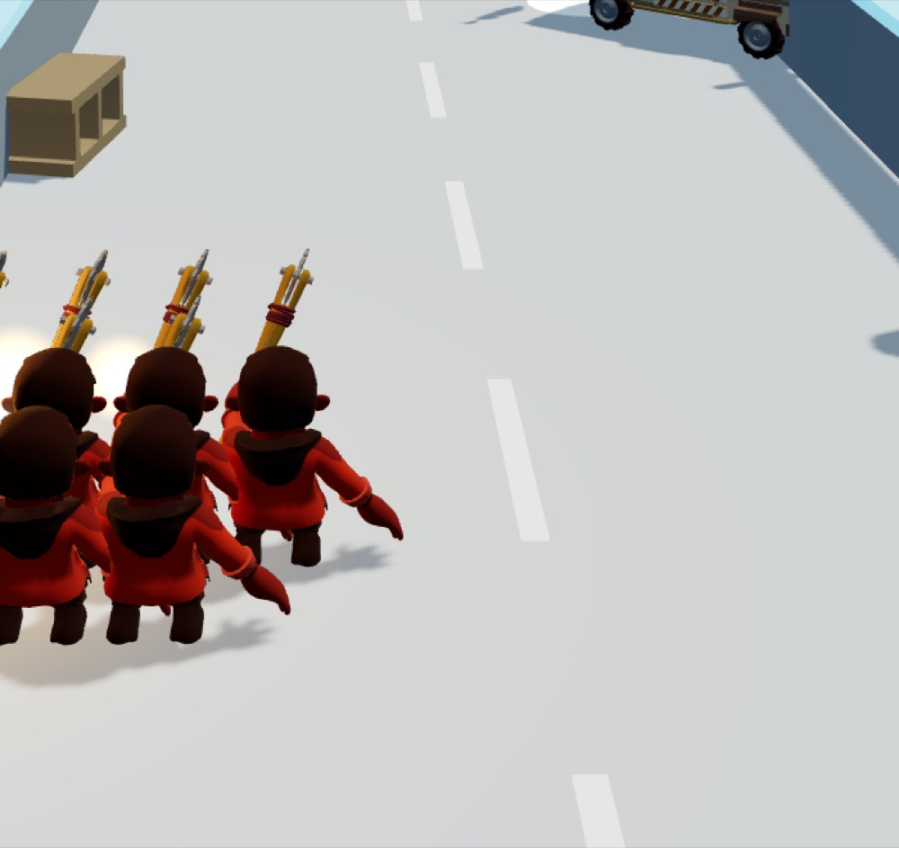The squad up close, rifles raised